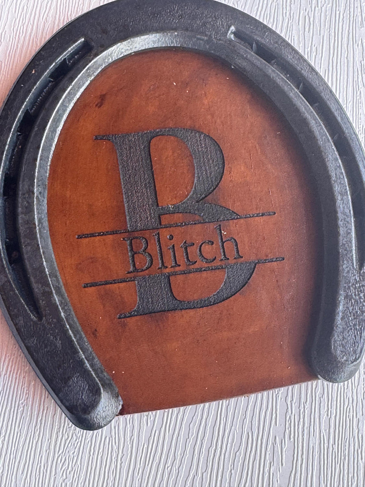 Personalized Horseshoe Leather Coaster