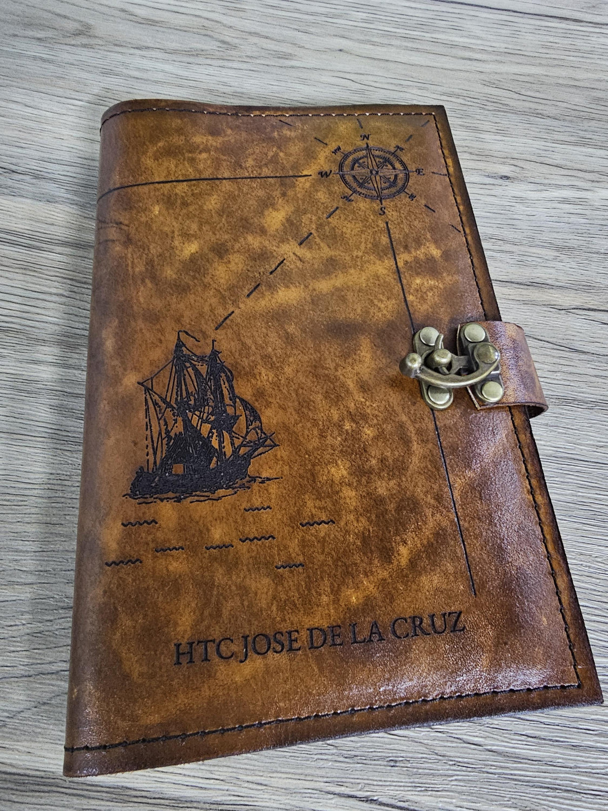 USCG Chief Pirate Map Charge Book | Personalized Leather Coast Guard Chief Charge Book