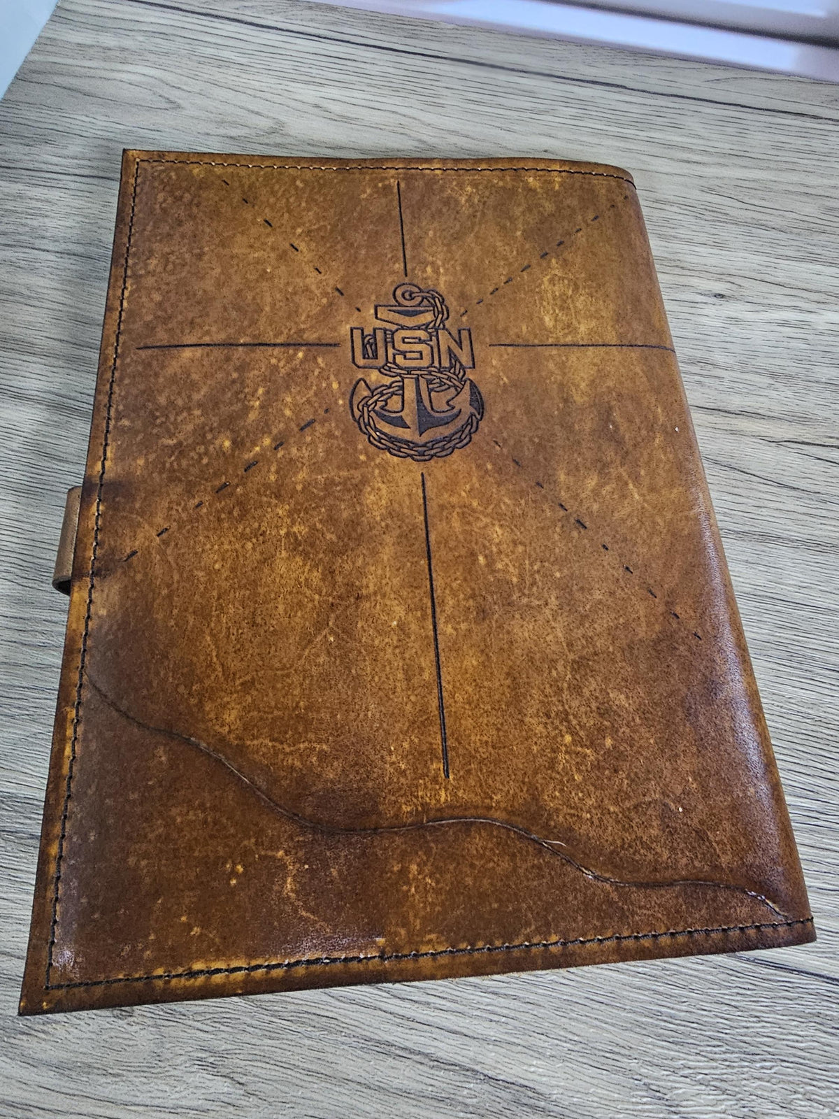 USCG Chief Pirate Map Charge Book | Personalized Leather Coast Guard Chief Charge Book