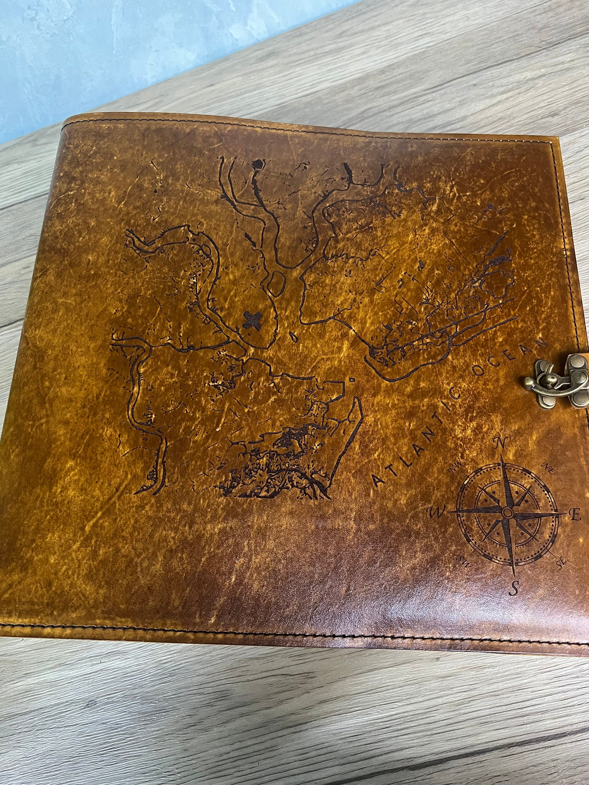 Personalized USCG Chief Charge Book | Custom Location Map Leather Charge Book