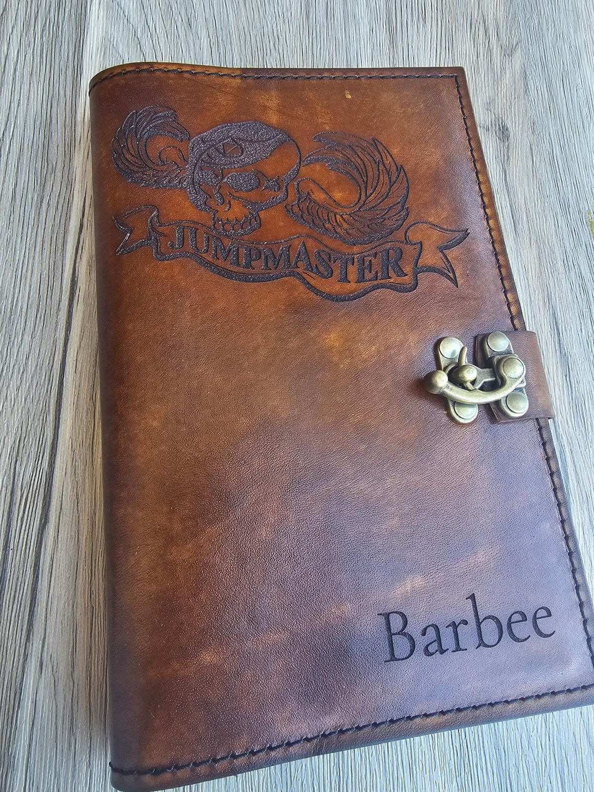 Personalized Parachutist Wings Leather Green Book Cover | Basic, Senior, Master &amp; Rigger
