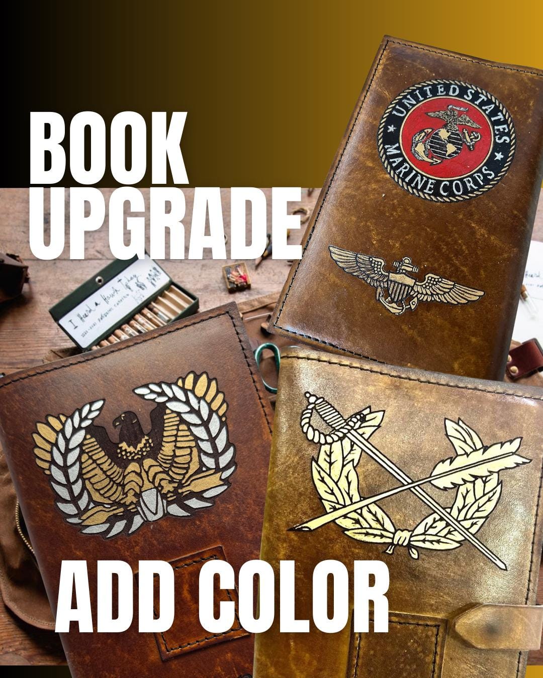Add Color Upgrade | Hand-Colored Leather Book Cover Design