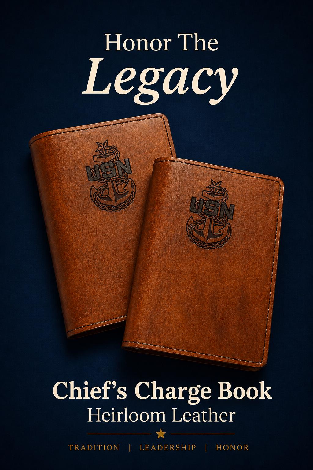 U.S. Navy Chief Petty Officer Leather Green Book Cover | Personalized USN Chief Notebook Cover