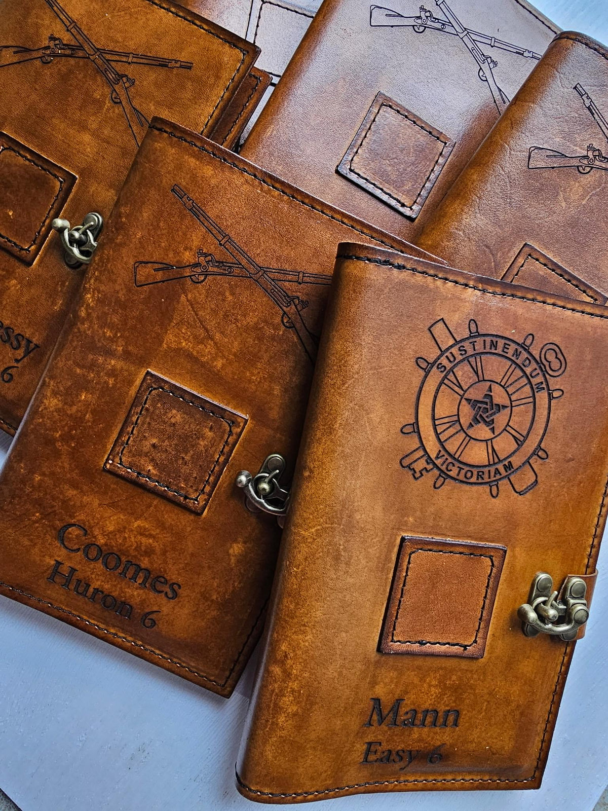 Military Unit Order (10 Pack) | Custom Leather Green Book Covers | Personalized Military Unit Gifts