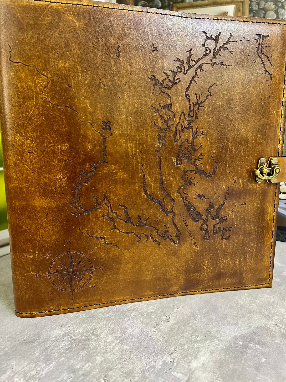 Personalized USCG Chief Charge Book | Custom Location Map Leather Charge Book