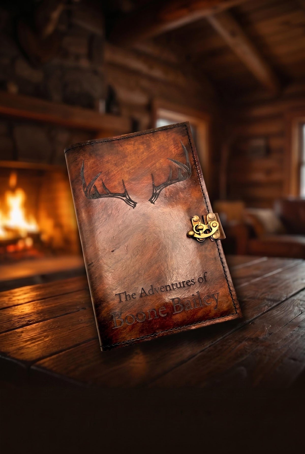 Personalized Family Hunting Journal | Leather Hunting Journal Cover | Custom Antler Design