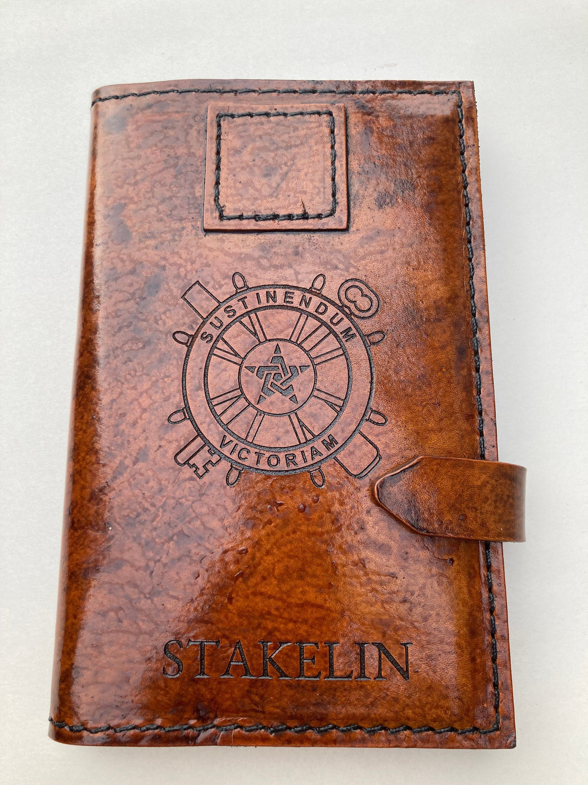 U.S. Army Logistics Leather Book Cover, Personalized Military Journal