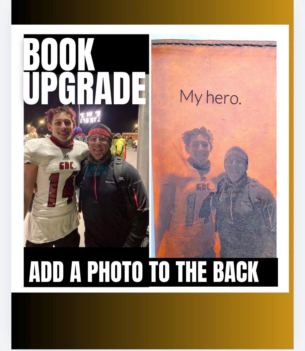 UPGRADE Custom Photo or Insignia Engraving Upgrade | Add an Image to the Back of Your Leather Book Cover