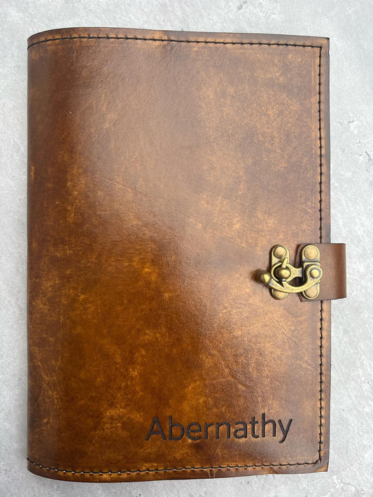 Personalized Leather Green Book Cover | Custom Name or Monogram | Military Notebook Cover