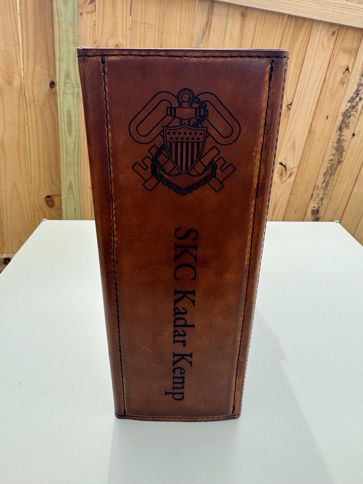 Personalized Leather USCG Chief Charge Book, Anchor Design, 3 Ring Binder Cover