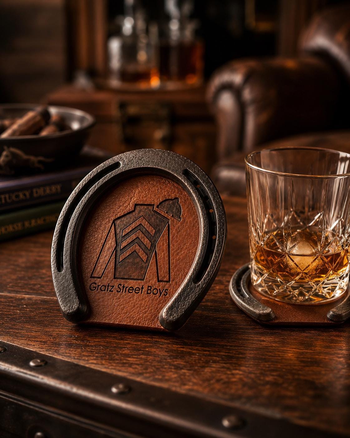 Personalized Horseshoe Coaster | Custom Jockey Silks, Farm Logo or Business Design