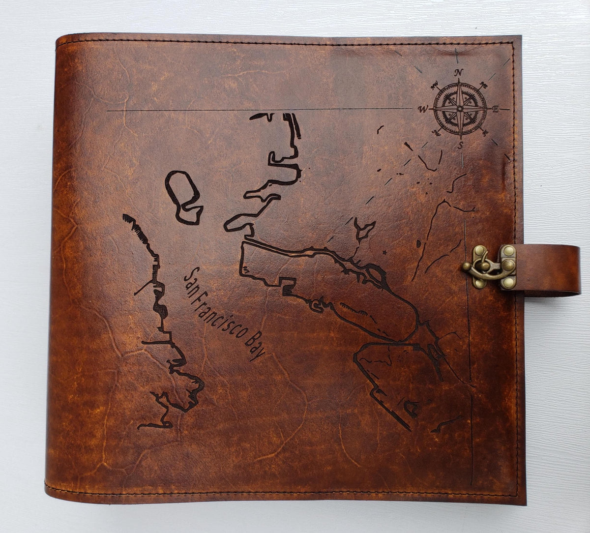Personalized USCG Chief Charge Book | Custom Location Map Leather Charge Book