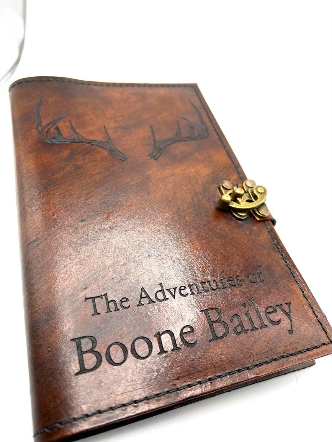 Personalized Family Hunting Journal | Leather Hunting Journal Cover | Custom Antler Design