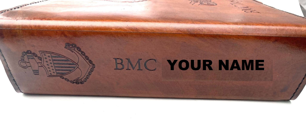 USCG Chief Pirate Map Charge Book | Personalized Leather Coast Guard Chief Charge Book