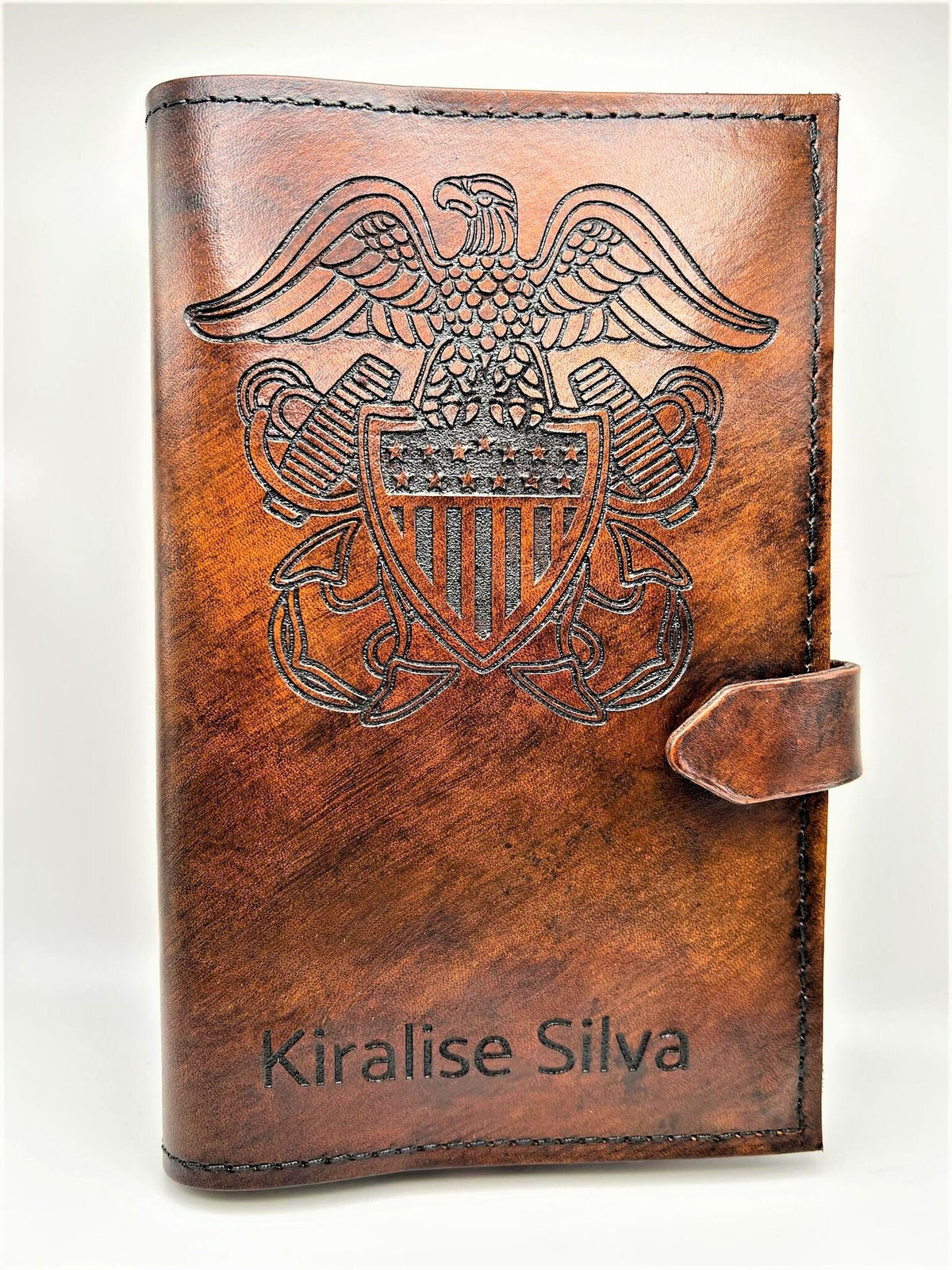 U.S. Navy Officer Leather Green Book Cover | Personalized USN Officer Notebook Cover