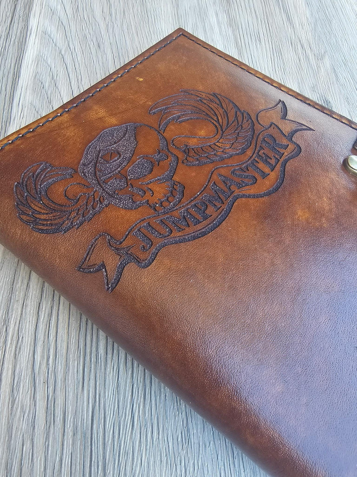 Personalized Parachutist Wings Leather Green Book Cover | Basic, Senior, Master &amp; Rigger