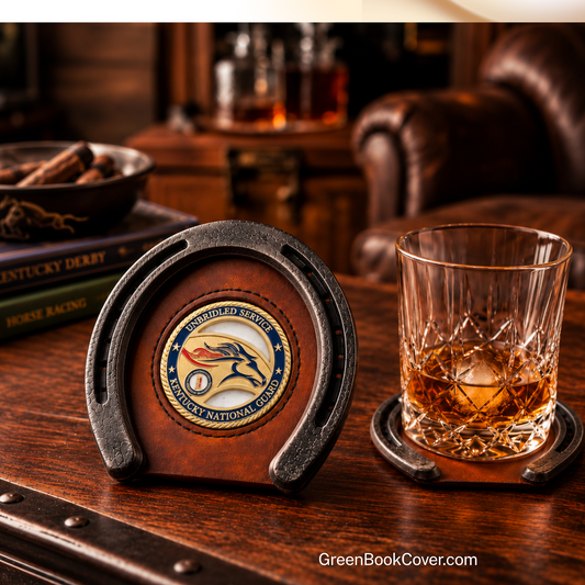 Military Challenge Coin Display Coaster | Leather Horseshoe Coaster | Veteran Gift | Military Retirement Gift | Coin Holder