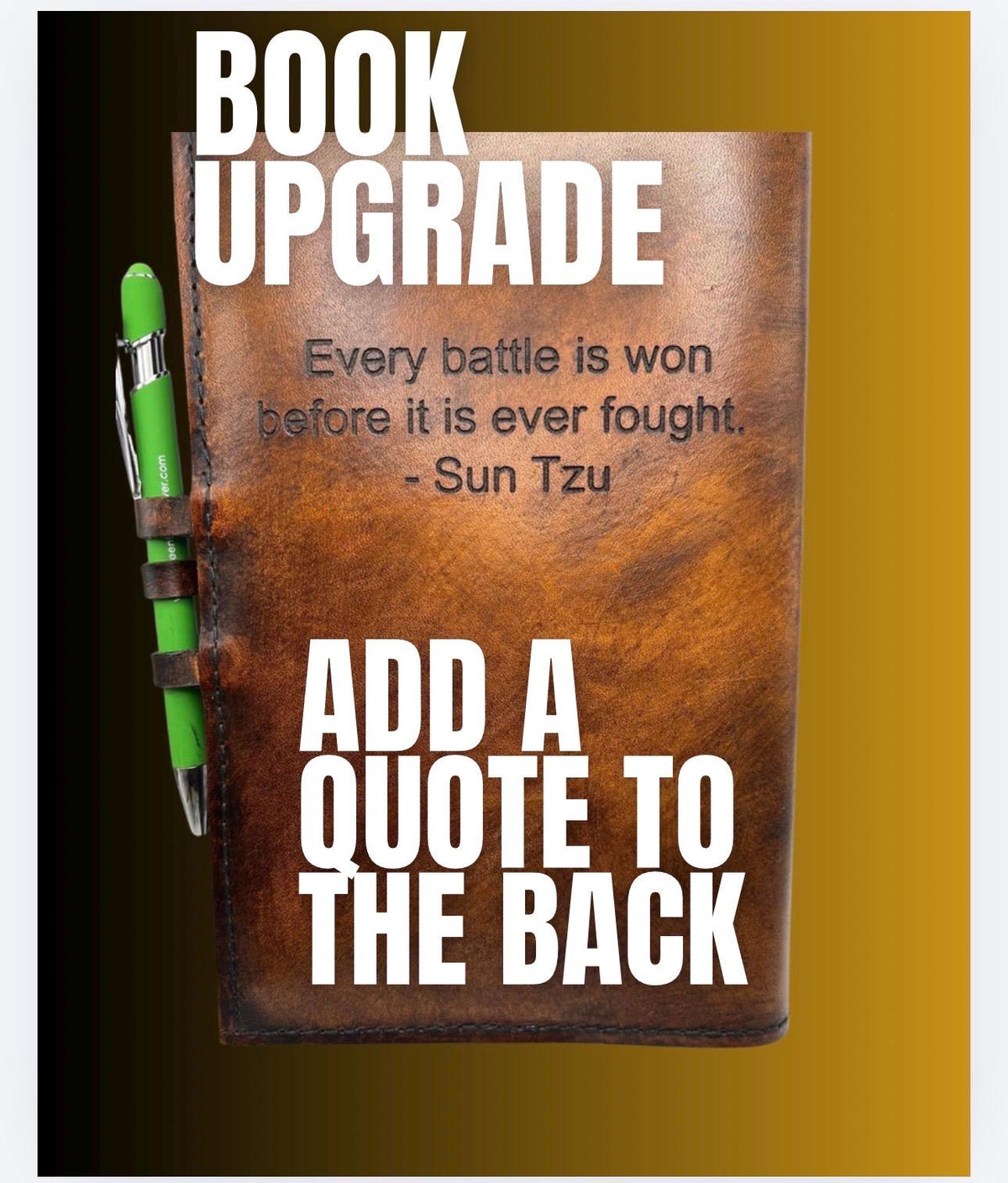 UPGRADE - Custom Quote Engraving Upgrade | Add a Personalized Quote to the Back of Your Leather Book Cover