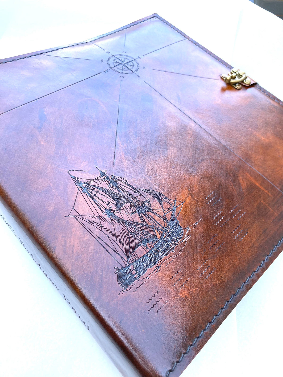 USCG Chief Pirate Map Charge Book | Personalized Leather Coast Guard Chief Charge Book