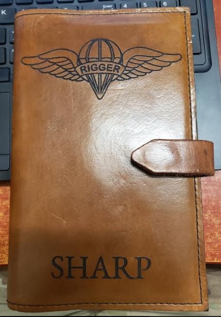 Personalized Parachutist Wings Leather Green Book Cover | Basic, Senior, Master &amp; Rigger