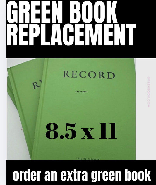 U.S. Military Green Record Book | 8" x 11" Replacement Notebook for Leather Covers