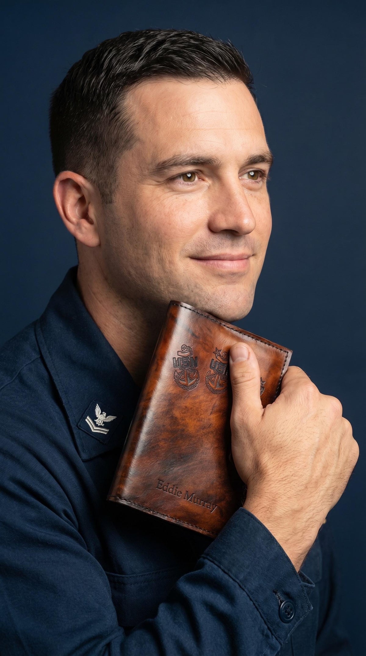 U.S. Navy Chief's Mess Green Book &amp; Leather Cover Set | Personalized Navy Chief Notebook