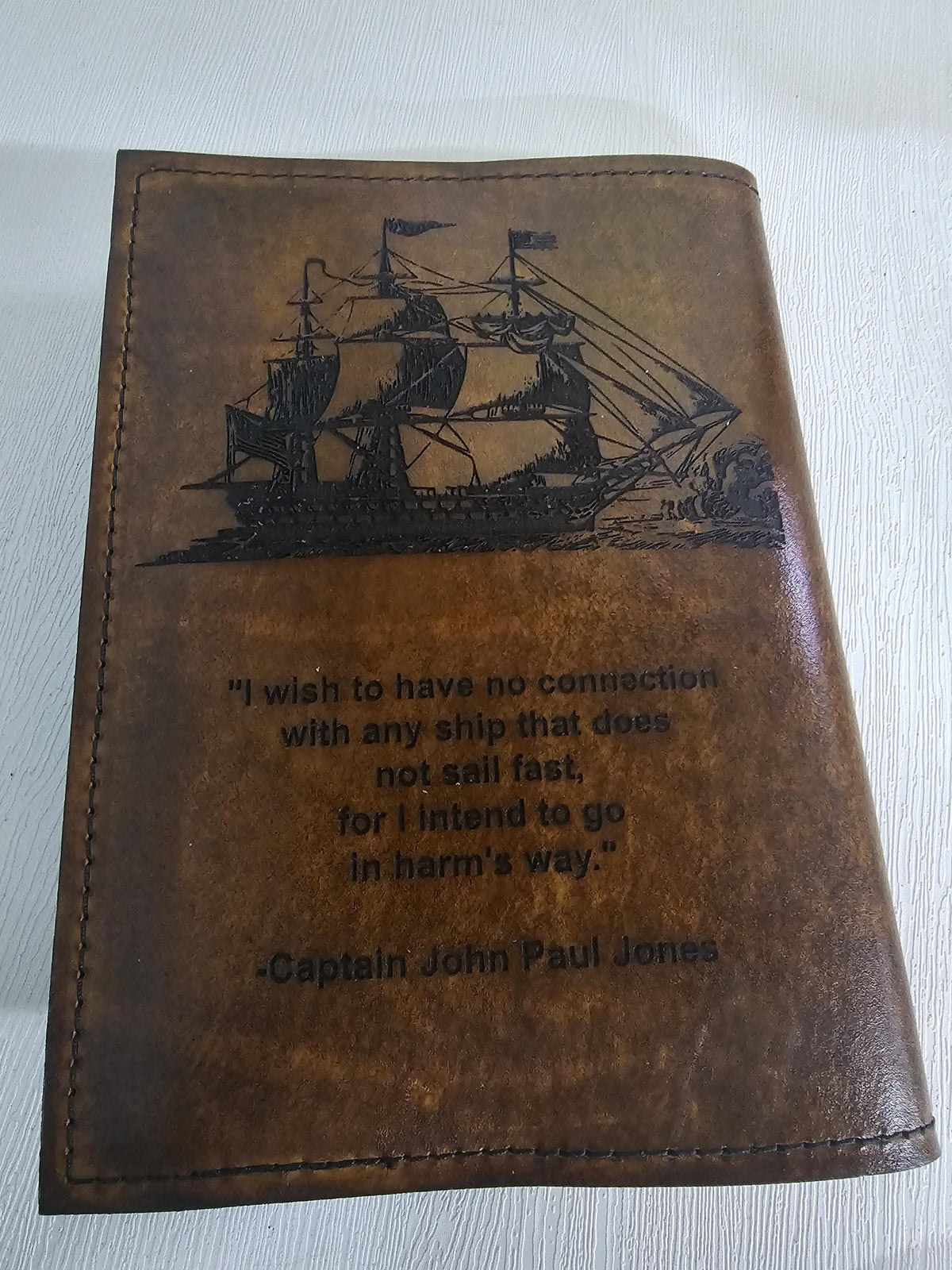 USCG Chief Pirate Map Charge Book | Personalized Leather Coast Guard Chief Charge Book
