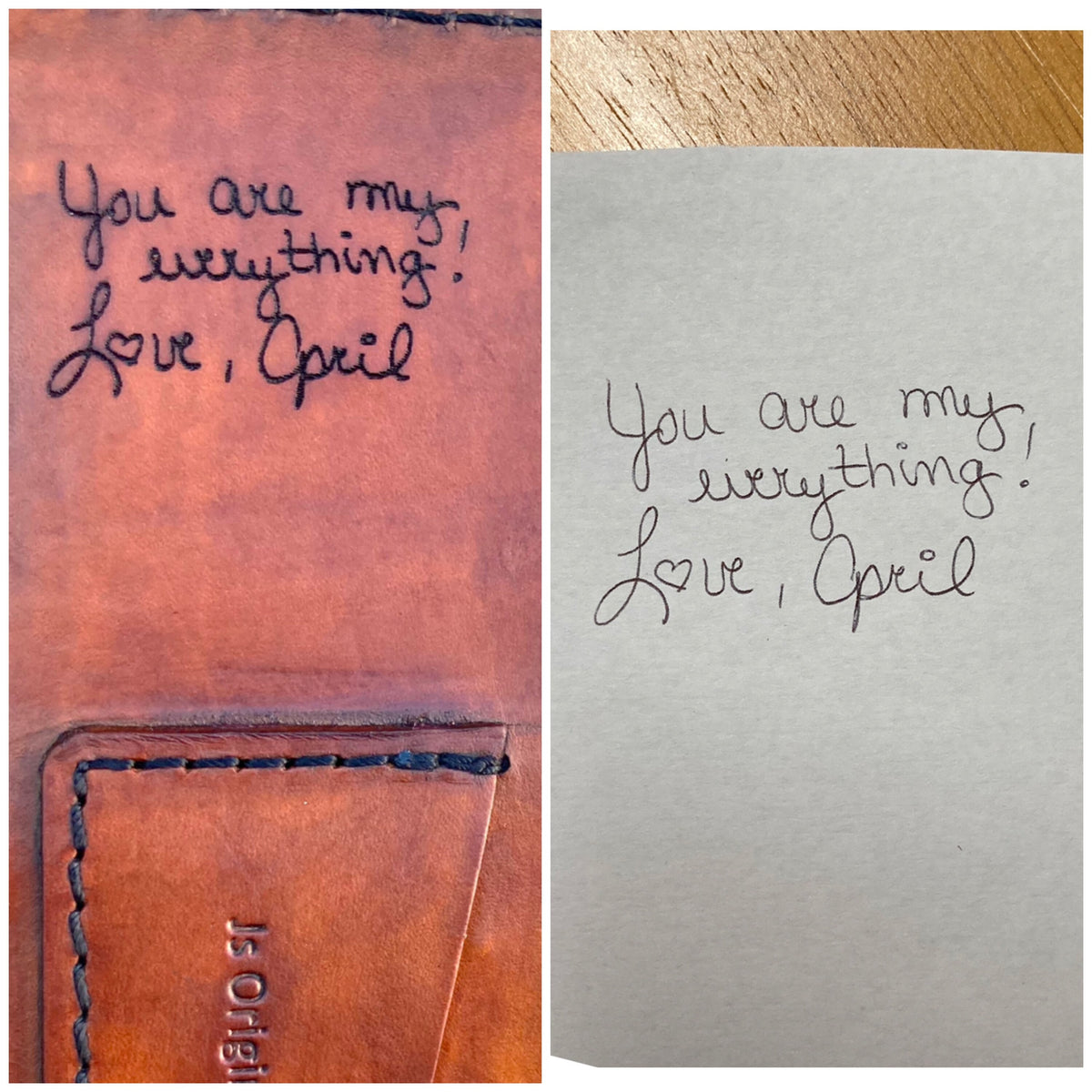 Handwritten Note Engraving Upgrade | Preserve a Personal Message in Leather