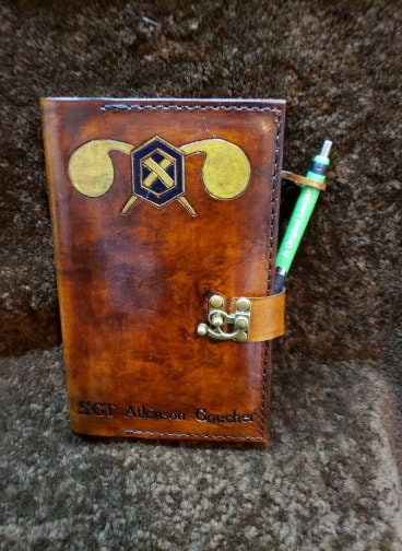 U.S. Army Signal Corps Leather Green Book Cover | Personalized Military Notebook Cover