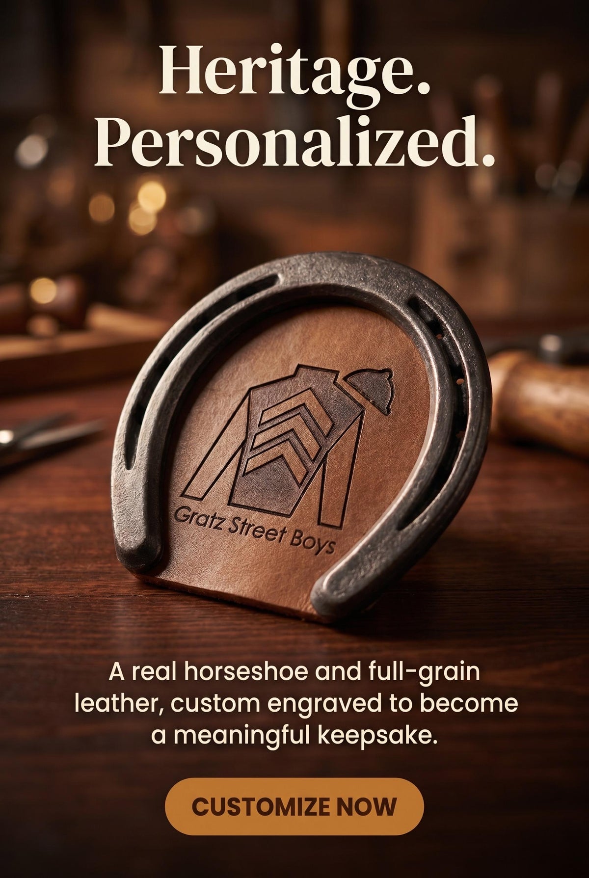 Personalized Horseshoe Coaster | Custom Jockey Silks, Farm Logo or Business Design
