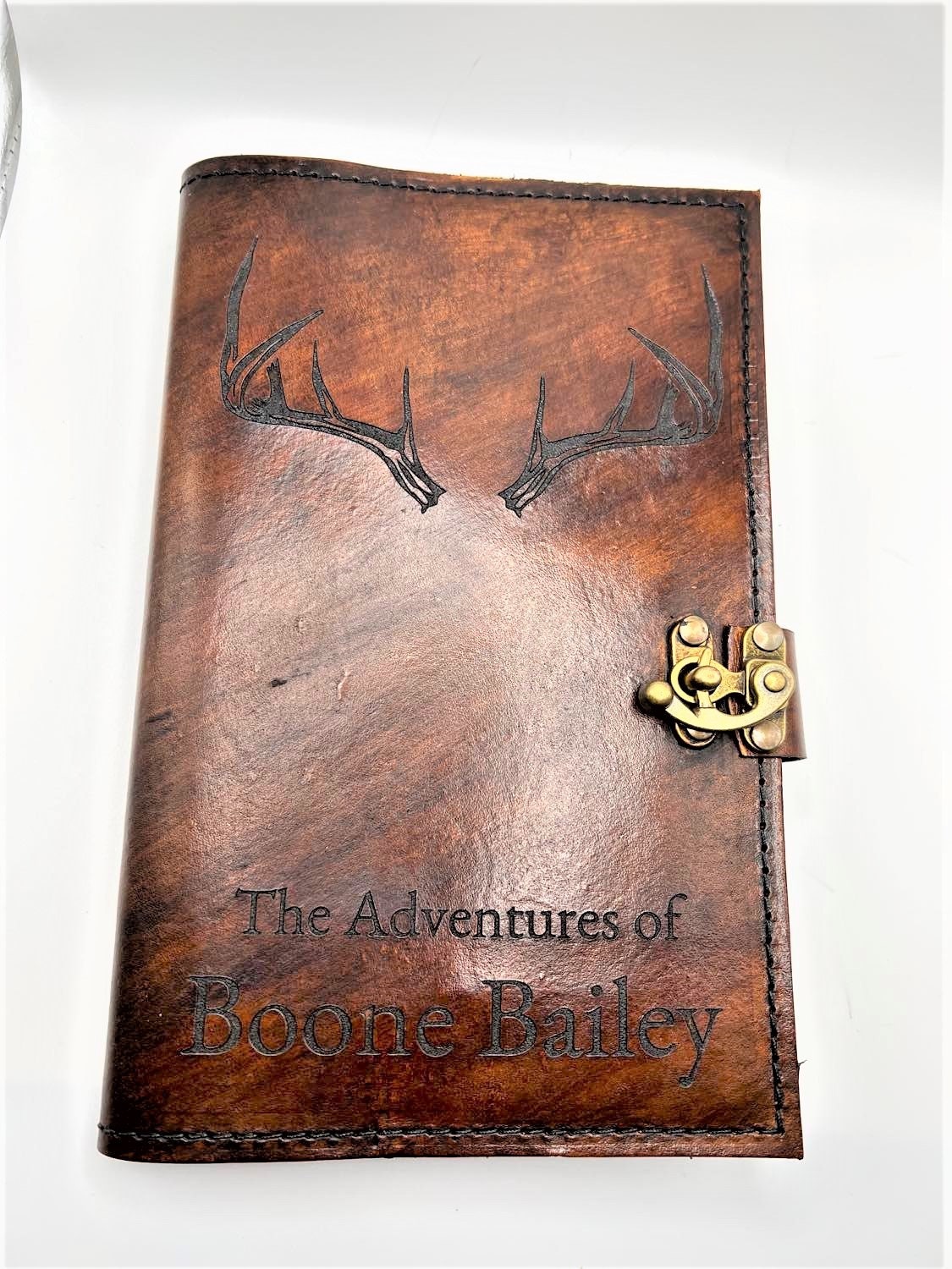 Personalized Family Hunting Journal | Leather Hunting Journal Cover | Custom Antler Design