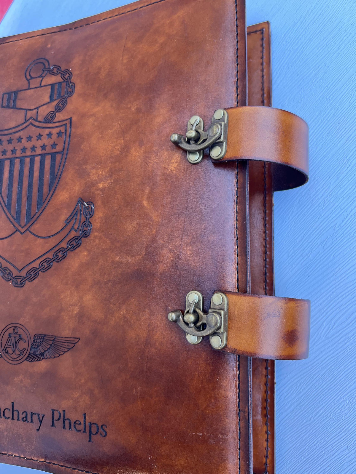 USCG Chief Pirate Map Charge Book | Personalized Leather Coast Guard Chief Charge Book