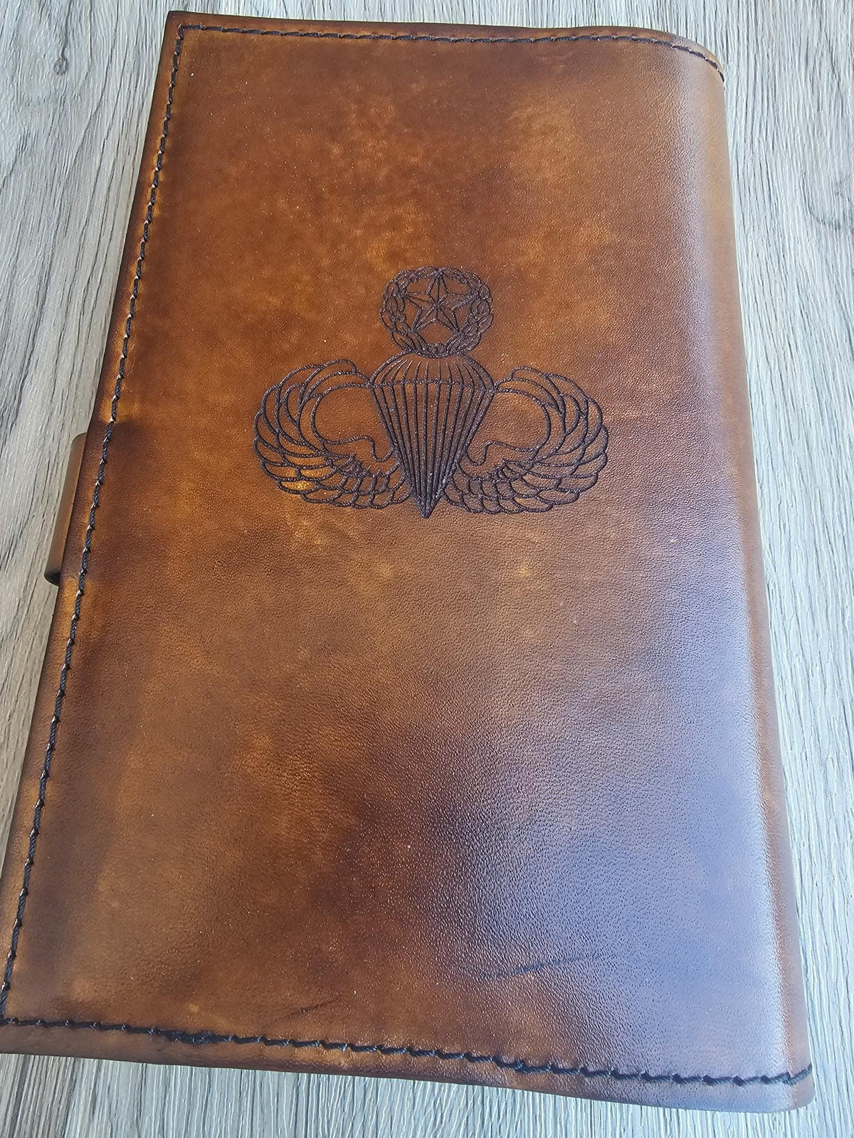 Personalized Parachutist Wings Leather Green Book Cover | Basic, Senior, Master &amp; Rigger