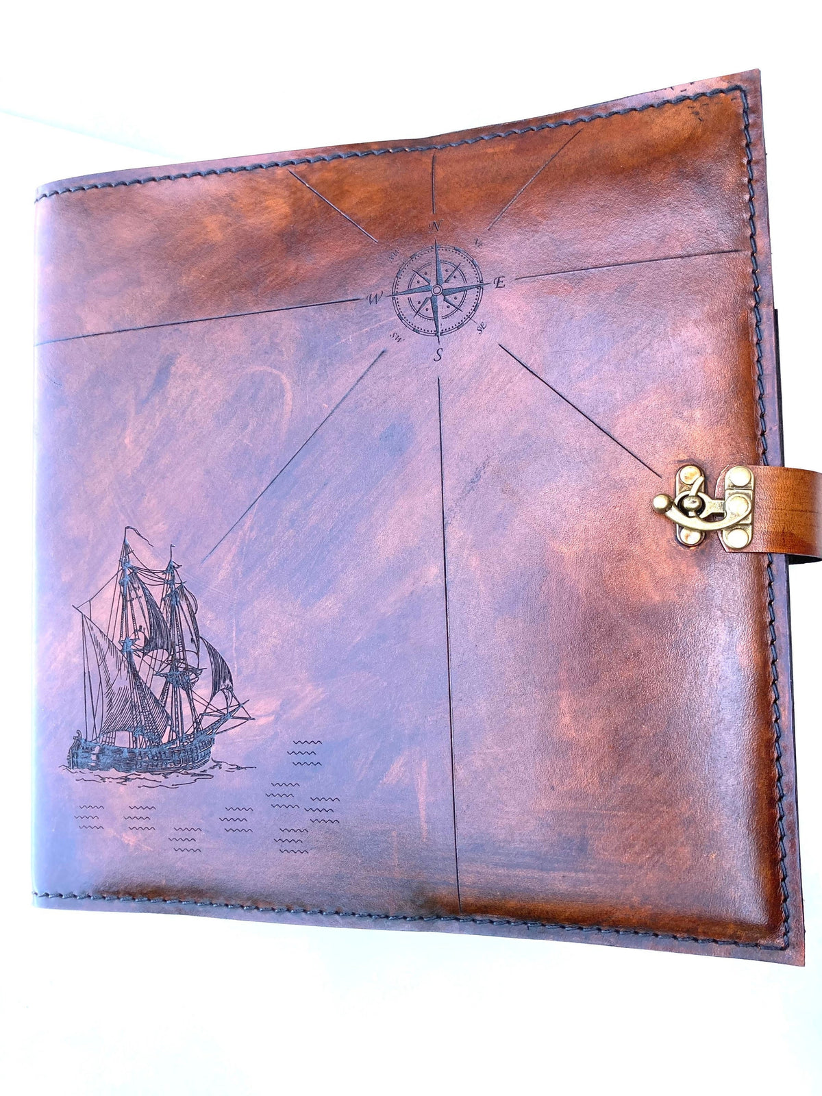 USCG Chief Pirate Map Charge Book | Personalized Leather Coast Guard Chief Charge Book