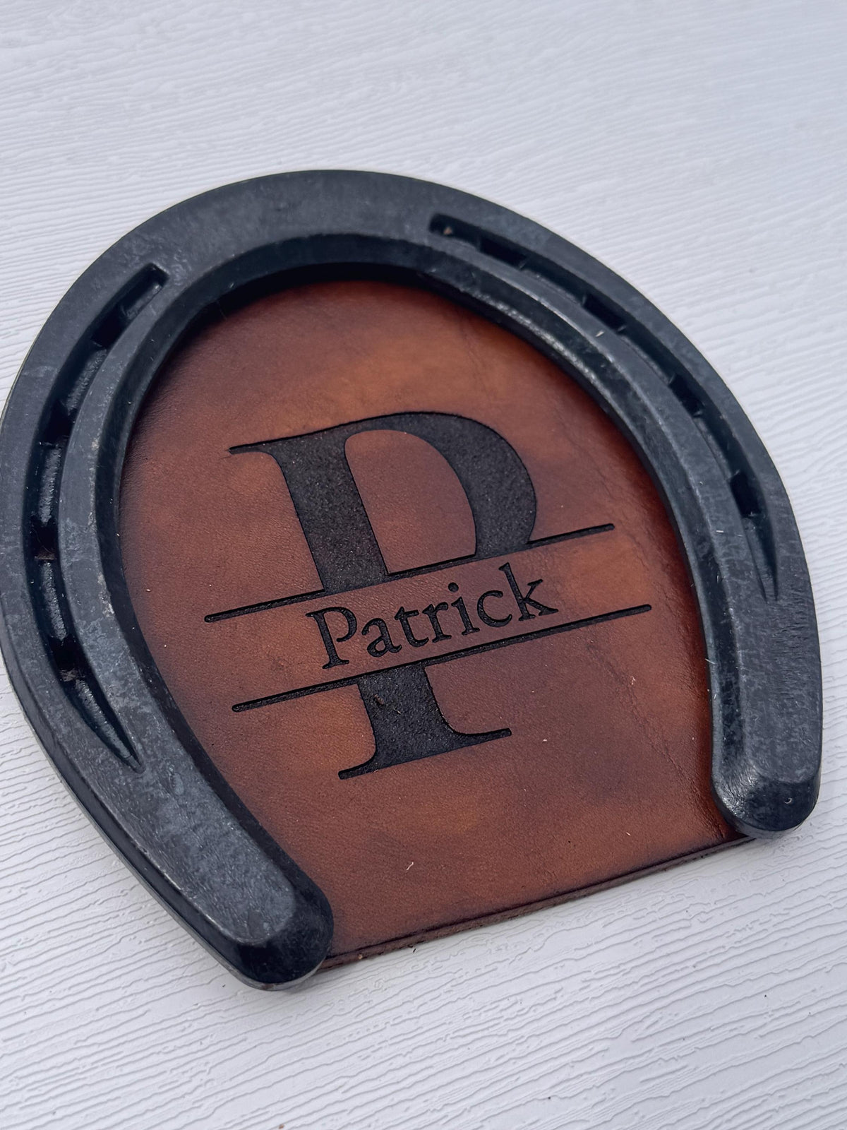 Personalized Horseshoe Leather Coaster