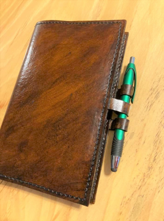 Personalized Leather Green Book Cover | Custom Name or Monogram | Military Notebook Cover